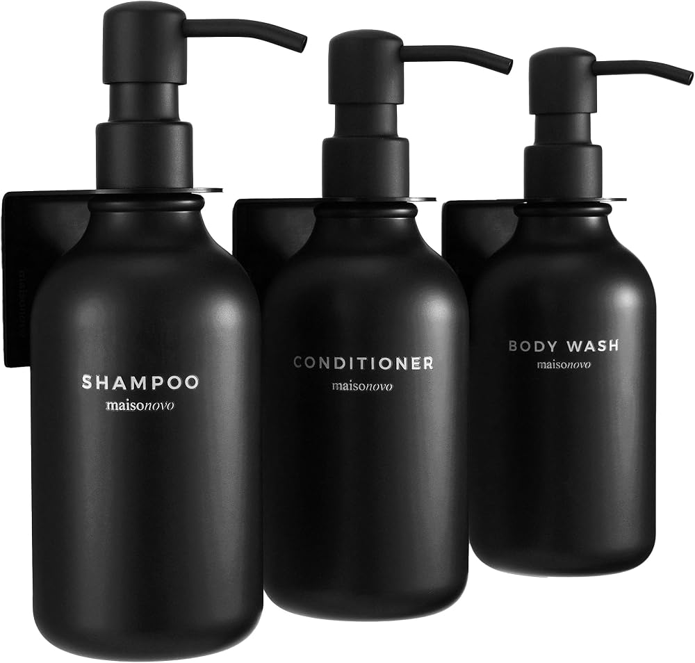 Wall mounted shampoo and conditioner dispenser for a small shower